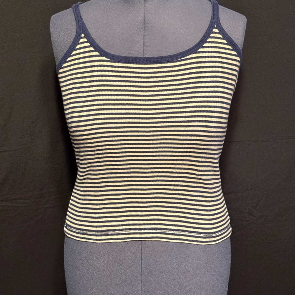 Striped Navy and White Women's Tank Top